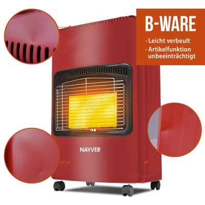 NAYVER Gasheizofen inkl. Schlauch und Druckminderer B-Ware - Camping Heizung Rot