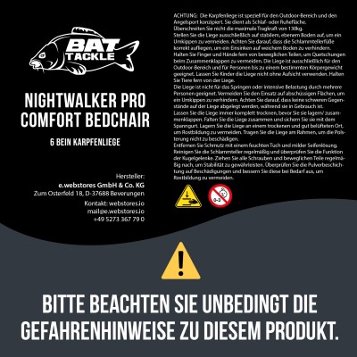 BAT-Tackle Nightwalker Pro Comfort Bedchair 6 Bein Karpfenliege