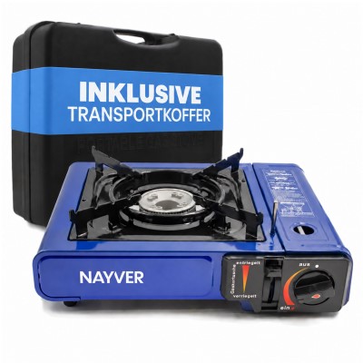 NAYVER Gaskocher Camping Kocher inkl. Transportkoffer