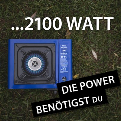 NAYVER Gaskocher Camping Kocher + 4 Gaskartuschen & Kochset inkl. Transportkoffer