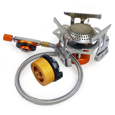 EuroCatch Faltbarer Gaskocher 2200W inkl. Adapter - Campingkocher mit Transportbox Camping Kocher mit Transportbox - Travel Version