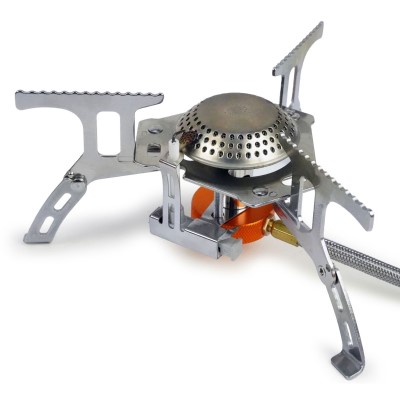 EuroCatch Faltbarer Gaskocher 2200W inkl. Adapter - Campingkocher mit Transportbox Camping Kocher mit Transportbox - Travel Version