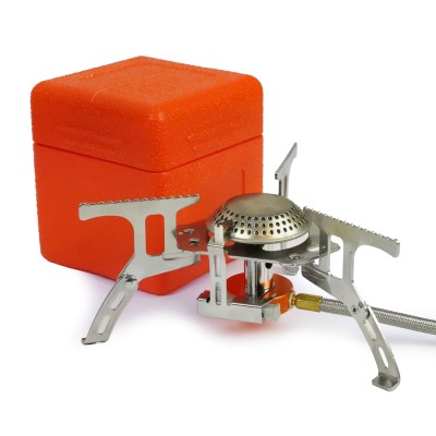 EuroCatch Faltbarer Gaskocher 2200W inkl. Adapter - Campingkocher mit Transportbox Camping Kocher mit Transportbox - Travel Version