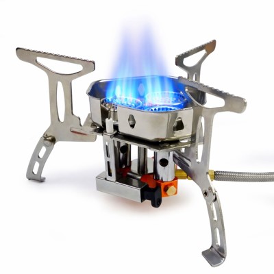 EuroCatch Klappbarer Gaskocher 6800W inkl. Adapter - Campingkocher Turbo Version