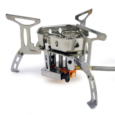 EuroCatch Klappbarer Gaskocher 6800W inkl. Adapter - Campingkocher Turbo Version