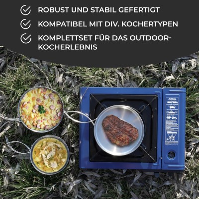 NAYVER Kochset (Töpfe, Pfannen & Tassen) Outdoor-Kochgeschirr 8-teilig