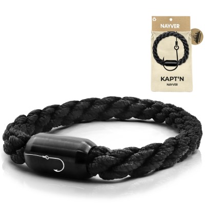 NAYVER KAPT´N Hook - Armband Schwarz-Schwarz - 22cm