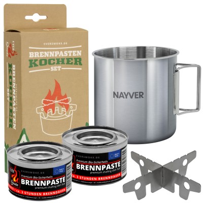 Eversmoke Notkocher für Brennpaste + Tasse Spiritusbrenner/Kreuzständer Set