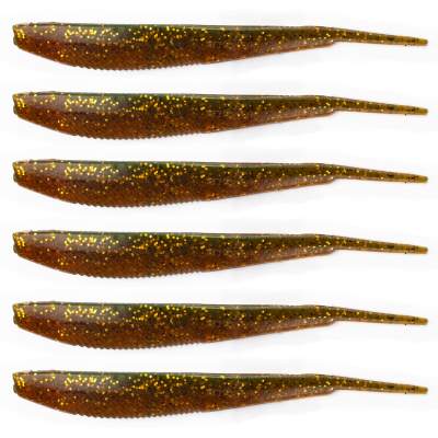 Angel Domäne Action Shad Pin-Tail, 12,5cm, Motoroil Goldglitter 6er Pack 12,5cm - Motoroil Goldglitter - 6 Stück