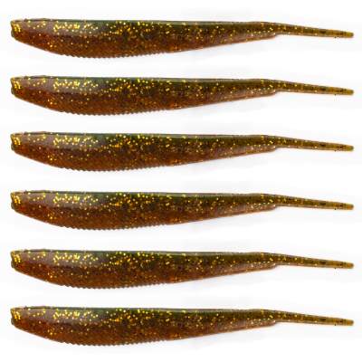 Angel Domäne Action Shad Pin-Tail, 12,5cm, Motoroil Goldglitter 6er Pack 12,5cm - Motoroil Goldglitter - 6 Stück