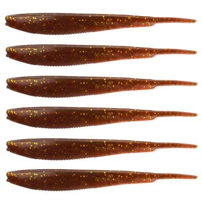 Angel Domäne Action Shad Pin-Tail, 12,5cm, Braun Goldglitter 6er Pack 12,5cm - Braun Goldglitter - 6 Stück