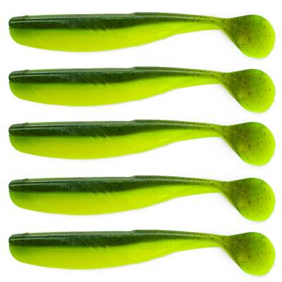 Angel Domäne Action Shad O-Tail, 10,5cm, Chartreuse Grün Black Pepper 5er Pack 10,5cm - Chartreuse Grün Black Pepper - 5 Stück