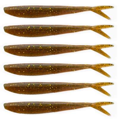 Angel Domäne Action Shad V-Tail, 12,0cm, Motoroil Goldglitter 6er Pack, 12,0cm - Motoroil Goldglitter - 6 Stück