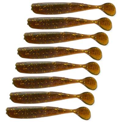 Angel Domäne Action Shad O-Tail, 8,5cm, Motoroil gold glitter 8er Pack, 8,5cm - Motoroil gold glitter - 8Stück