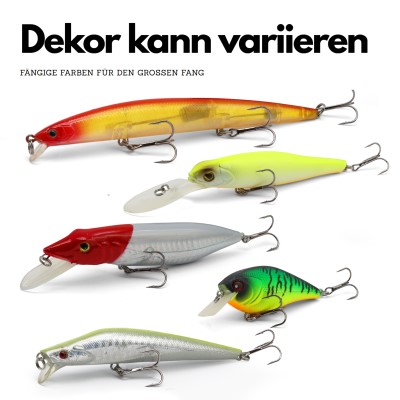 Pro Tackle Wobblerset mit Box Barsch & Zander - Box grau - 20,5 x 17 x 4,8 cm + 5 Wobbler