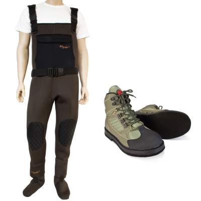 Roy Fishers Water Strider Bonuspack Neopren Wathose Gr. S + Watschuh Gr. 42
