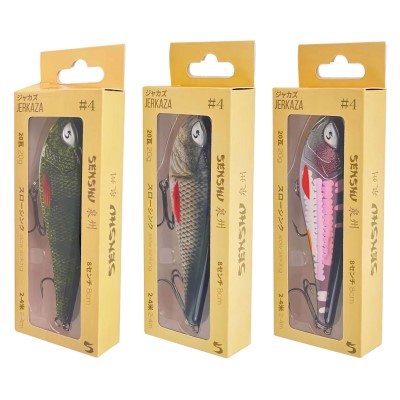 Senshu Jerkaza 3er Set - Jerkbait 8cm - Perch/Roach/Purple Scale - 20g