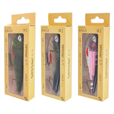 Senshu Jerkaza 3er Set - Jerkbait 12cm - Perch/Roach/Purple Scale - 42g