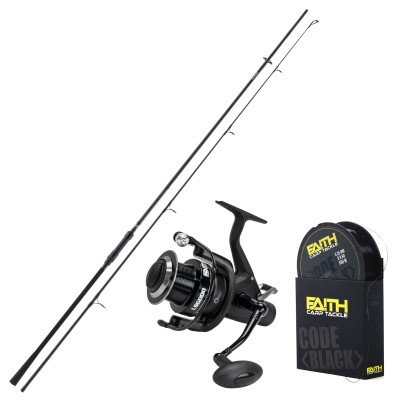 Daiwa Black Edition Karpfen-Set 3,60m Angelset Rute, Rolle und Schnur