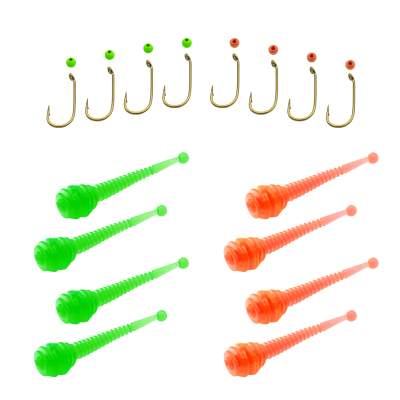 Troutlook Trout Area Worm Set, grün-orange - 3,8mm