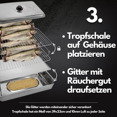 Eversmoke Räucherset Tischräucherofen Starter Bundle L (Ofen, Räuchermehl, Räucherblitz,2xBrennpaste, Filetiermesser Set)