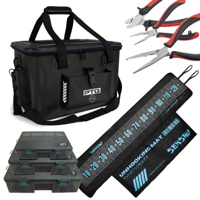 Pro Tackle EVA Bag I Tackle Bakkan + Senshu Abhakmatte + 3 Zangen + Boxen - Angeltasche 48x36x28cm