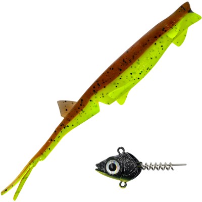 Senshu Pelaga Shad + Head Set Vertikalköder 24cm - Green Pumpkin/Chartreuse