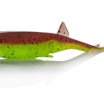 Senshu Pelaga Shad + Head Set, 24cm - Green Pumpkin/Chartreuse