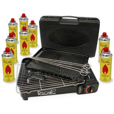 Rsonic Butangas Camping Grill mit Koffer inkl. 8 Gaskartuschen,