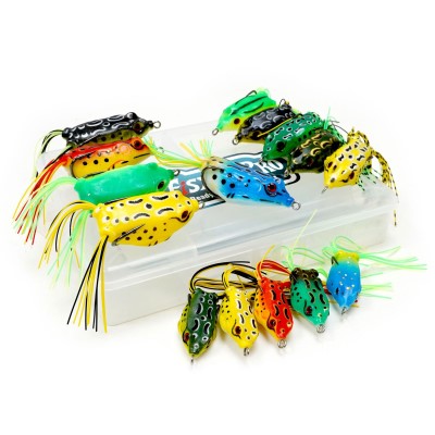 Fish-XPro Frog Set inkl. Tackle Box - Topwaterköder 20x14x4cm
