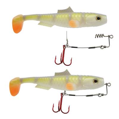 MT-Lures Pikezilla Shad mit Stingersystem, 13cm - UV Natural Perch - 2 Stück