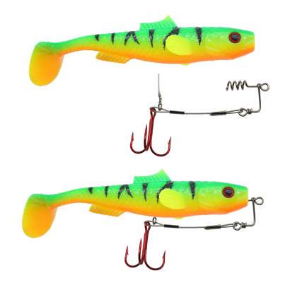 MT-Lures Pikezilla Shad mit Stingersystem, 13cm - UV Massive Firetiger - 2 Stück