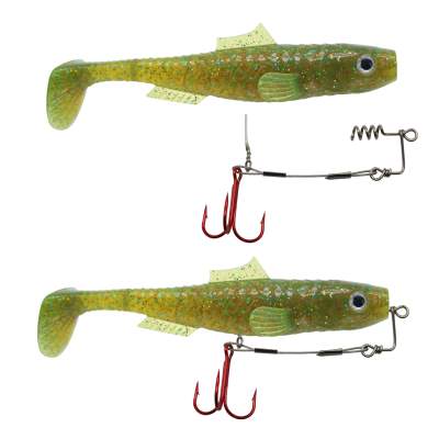 MT-Lures Pikezilla Shad mit Stingersystem, MT-Lures Pikezilla Hecht Shad 2 Stück 13cm UV Old Motoroil