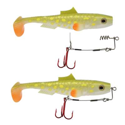 MT-Lures Pikezilla Shad mit Stingersystem Hecht Shad MT-Lures Pikezilla Hecht Shad 2 Stück 13cm UV Panic Pike