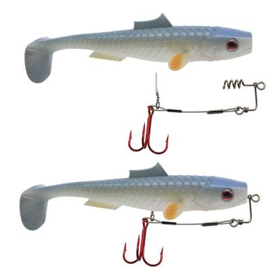 MT-Lures Pikezilla Shad mit Stingersystem Hecht Shad MT-Lures Pikezilla Hecht Shad 2 Stück 13cm UV Natural Roach