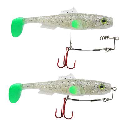 MT-Lures Pikezilla Shad mit Stingersystem, MT-Lures Pikezilla Hecht Shad 2 Stück 13cm UV Tequila Lemon