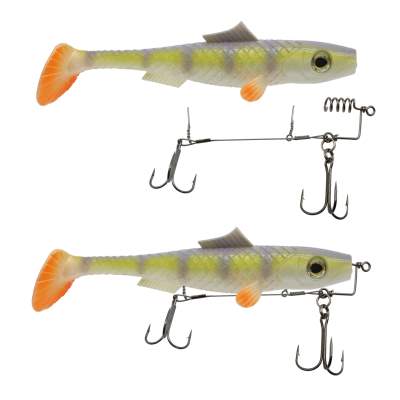 MT-Lures Pikezilla Shad mit Stingersystem, MT-Lures Pikezilla Hecht Shad 1 Stück 18cm UV Natural Perch