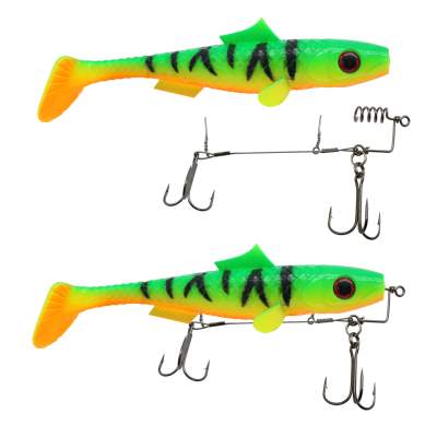 MT-Lures Pikezilla Shad mit Stingersystem Hecht Shad MT-Lures Pikezilla Hecht Shad 1 Stück 18cm UV Massive Firetiger