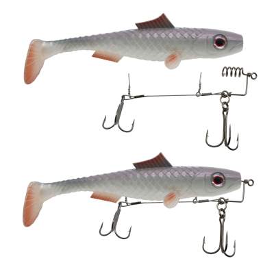 MT-Lures Pikezilla Shad mit Stingersystem, MT-Lures Pikezilla Hecht Shad 1 Stück 18cm UV Purple Roach