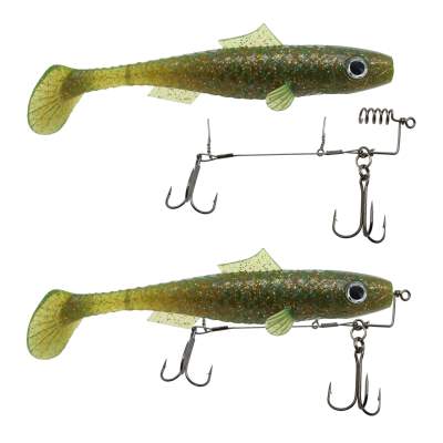 MT-Lures Pikezilla Shad mit Stingersystem Hecht Shad MT-Lures Pikezilla Hecht Shad 1 Stück 18cm UV Old Motoroil