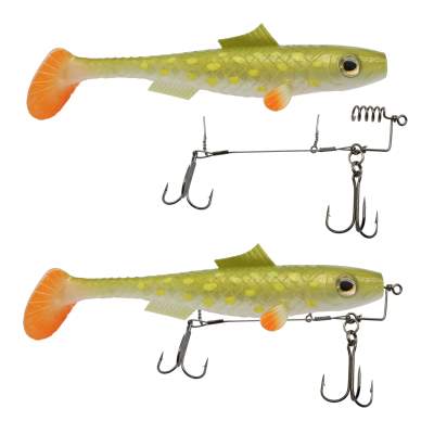 MT-Lures Pikezilla Shad mit Stingersystem, MT-Lures Pikezilla Hecht Shad 1 Stück 18cm UV Panic Pike