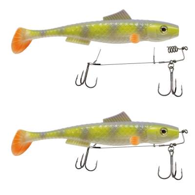 MT-Lures Pikezilla Shad mit Stingersystem Hecht Shad MT-Lures Pikezilla Hecht Shad 1 Stück 25cm UV Natural Perch