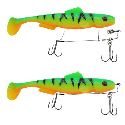 MT-Lures Pikezilla Shad mit Stingersystem Hecht Shad MT-Lures Pikezilla Hecht Shad 1 Stück 25cm UV Massive Firetiger