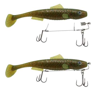 MT-Lures Pikezilla Shad mit Stingersystem Hecht Shad MT-Lures Pikezilla Hecht Shad 1 Stück 25cm UV Old Motoroil