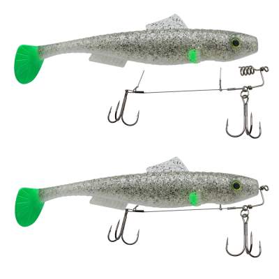 MT-Lures Pikezilla Shad mit Stingersystem, MT-Lures Pikezilla Hecht Shad 1 Stück 25cm UV Tequila Lemon