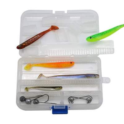 DLT Pocket Köder- und Zubehörbox XL inkl. 5 x Jigköpfe und 5 x Jig'n Swim Shad,