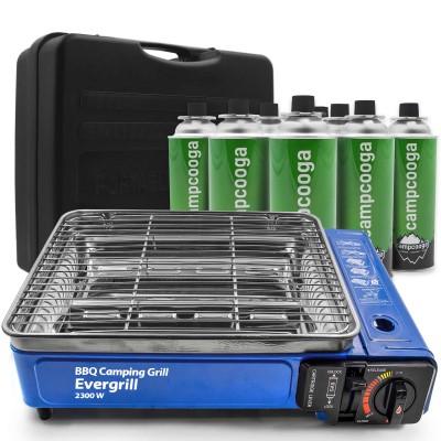 Butangas Camping Grill Evergrill inkl. 8 Gaskartuschen inkl. 8 Kartuschen (MSF-1A)