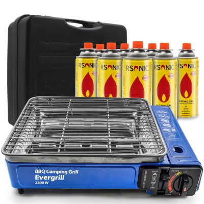 Butangas Camping Grill Evergrill inkl. 8 Gaskartuschen inkl. 8 Kartuschen (MSF-1A)