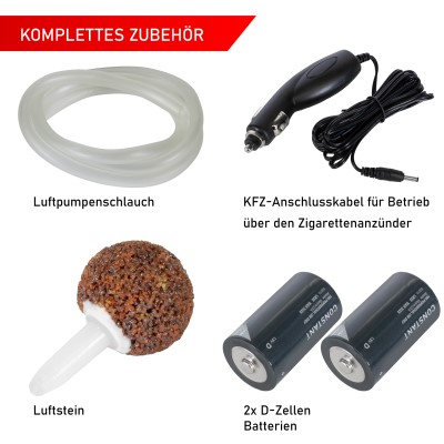 Roy Fishers Profi Sauerstoffpumpe mit 2 Geschwindigkeiten inkl. Batterien Profi Sauerstoffpumpe mit 2 Geschwindigkeiten inkl. 2 Batterien LR20