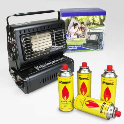 Butangas Camping Heizung Everheat 1150W incl. 4 Kartuschen,